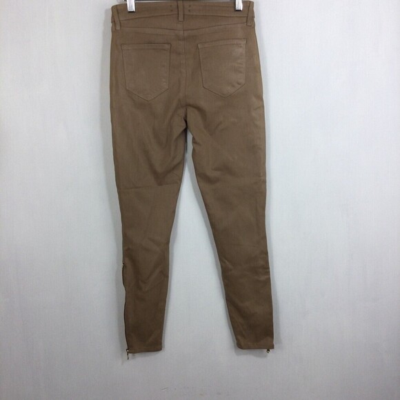 L'agence Womens Sabine Skinny  Maigre Cappuccino Coated Zip Ankle Jeans Brown 26 - Picture 3 of 8